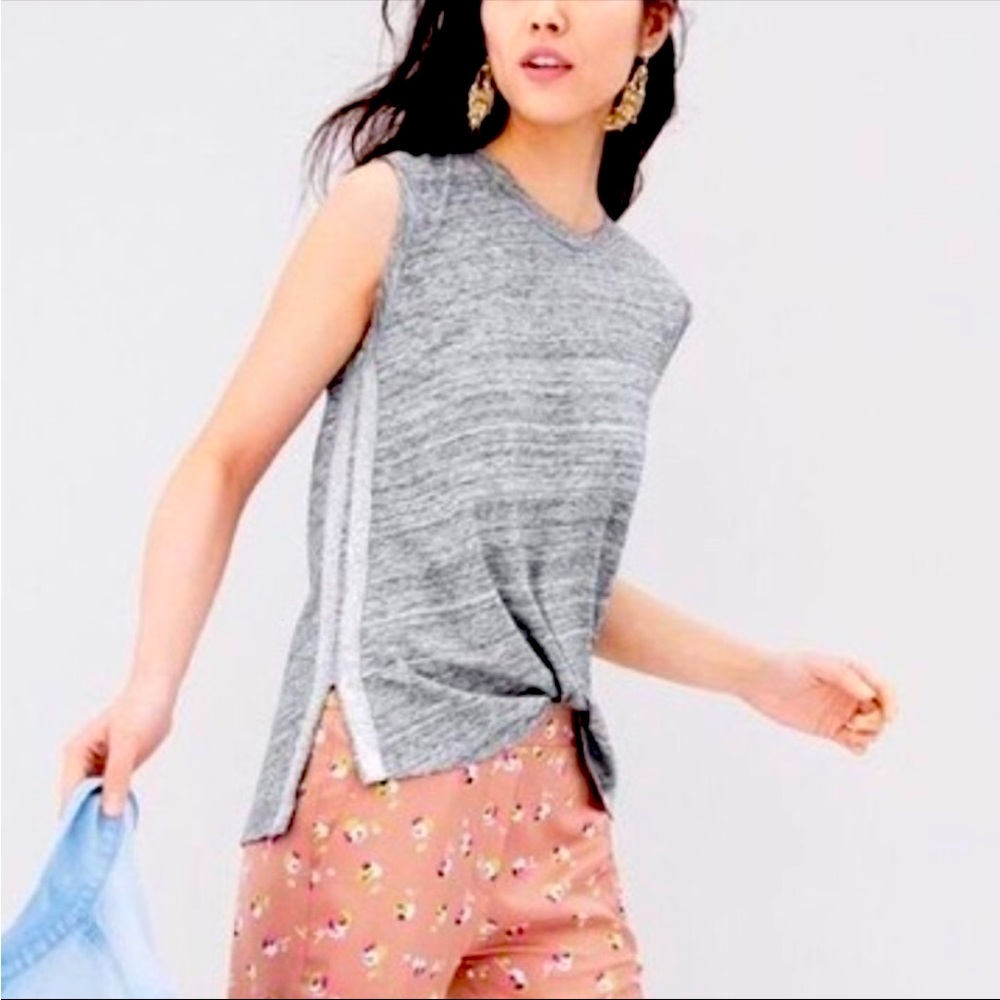 J. Crew Metallic Side-Stripe Tank Heather Gray XS